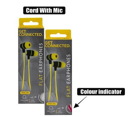 Earphones w/flat cord+mic