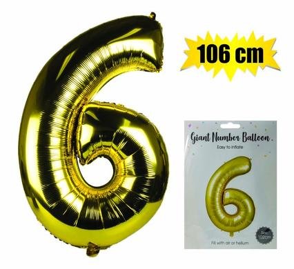 Balloon helium foil gold 6 102cm f-04
