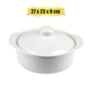 Oven dish 27x23x9cm ceramic round w/lid