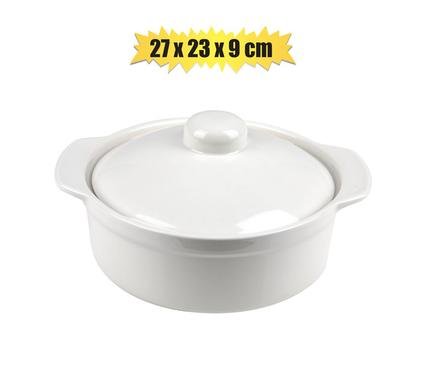 Oven dish 27x23x9cm ceramic round w/lid