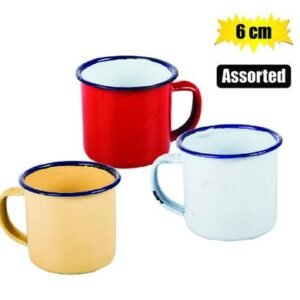 Mug enamel 6cm assorted colours