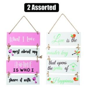 Plaque mdf 4 signs w/rope 2-asstd