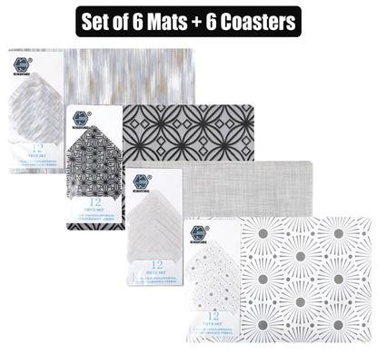 Place mat pp w/coasters 6pc 43x28cm asst