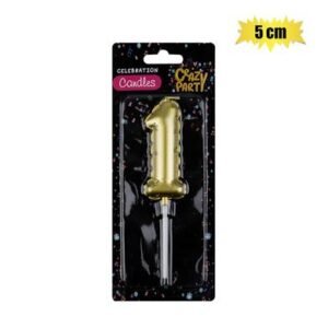 Candle birthday balloon no.1-gld 5cm
