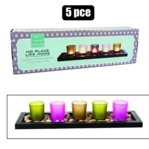 Candle-holder-set 5pce w/tray