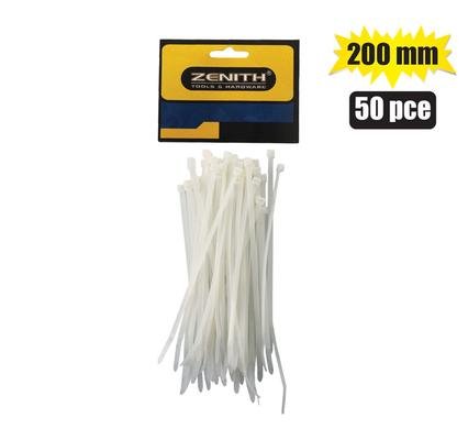 Cable-ties 4.8x200mm white 50's zenith