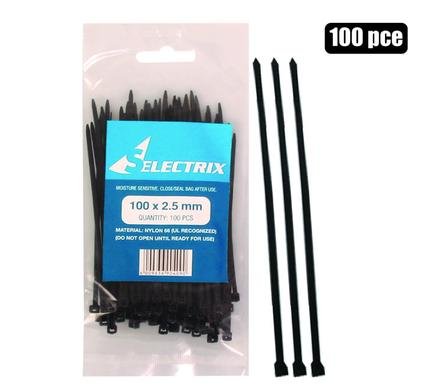 Cable-ties 2.5x100mm black 100's bulk
