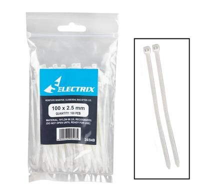 Cable-ties 2.5x100mm white 100's bulk