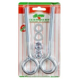 Eye-bolt+nut galv 150 x10.0mm 2pce