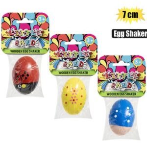 Musical wood egg shaker 7x4.5cm