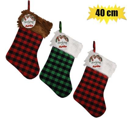 Xmas stocking tartan 40cm