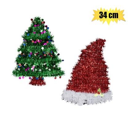 Xmas room decor tinsel tree & santa hat