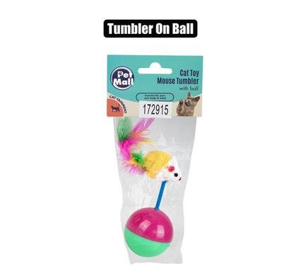 Pet cat toy mouse tumbler on ball