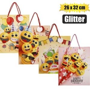 Gift-bag ppr lrg emoji glitter 26x32cm