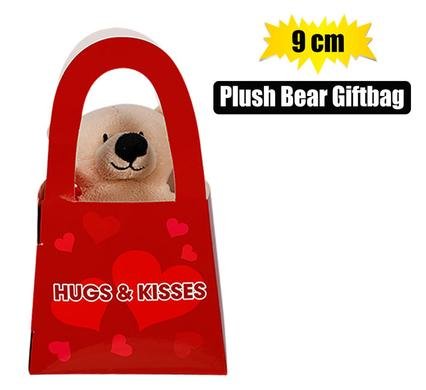Plush bear in giftbag 9cm love