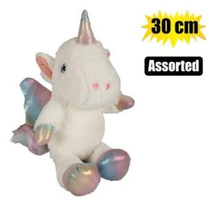 Plush unicorn softie w/wings 30cm asstd