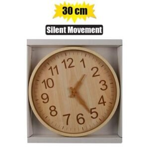 Clock wall pl round wood-look 30cm