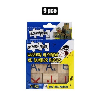 Edu blocks wooden alphabet/number 9pc