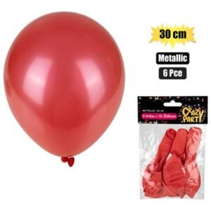 Balloons helium 6pc metallic red f-01