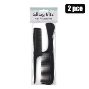 Hair comb plastic 2pc handle+tail