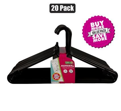 Clothes hangers plastic pack-20 black