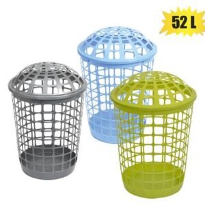 Linen bin pl w/lid 52l