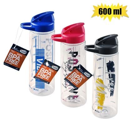 Water bottle 600ml tritan 3-asstd prints