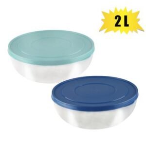 Salad bowl pl 2l w/lid asstd colours