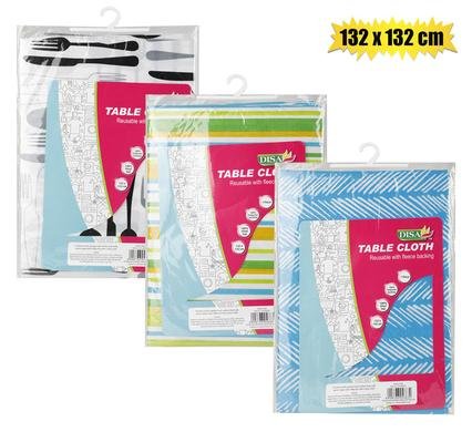 Table cloth vinyl 132cm sq flannel back