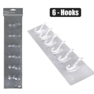Hook pl self adhesive strip clear 6 hook