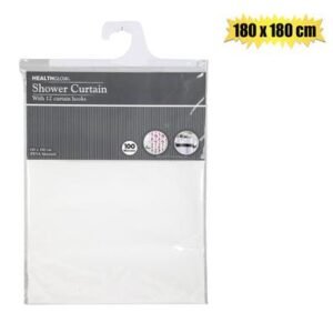 Shower curtain pl w/12 hook 180x180cm