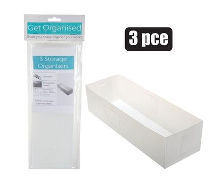 Storage organiser 30x10x7cm pack-of-3