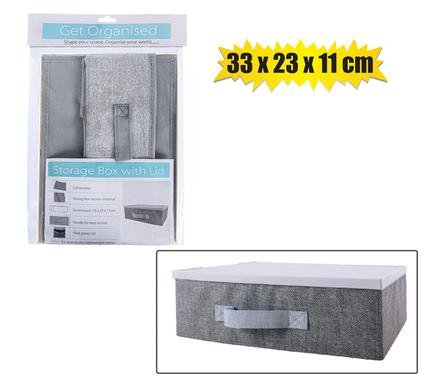 Storage box non-woven pl-lid 33x23x11cm