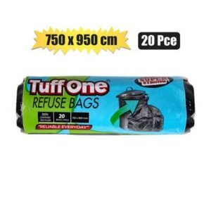 Refuse bag black 20pc 750x950mm tuffone
