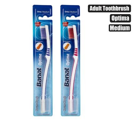Tooth brush w/cap adult optima medium