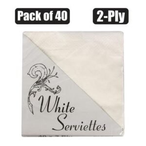 Serviettes 2ply 33cm 40pc plain white