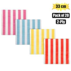 Serviettes 2ply 33cm 20pc stripes